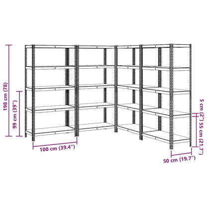 5-Layer Storage Shelves 4 pcs Blue Steel&Engineered Wood