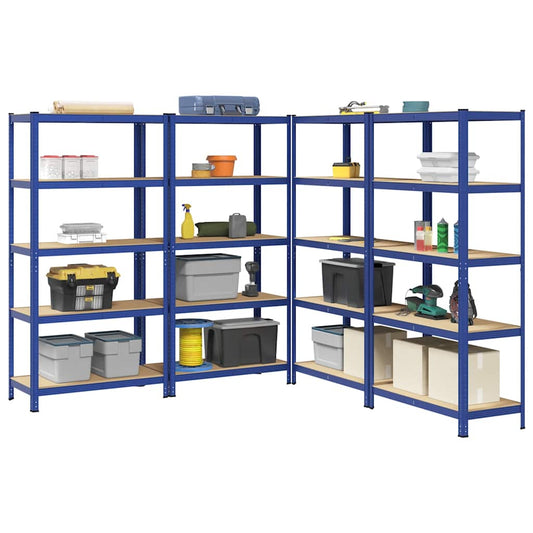 5-Layer Storage Shelves 4 pcs Blue Steel&Engineered Wood