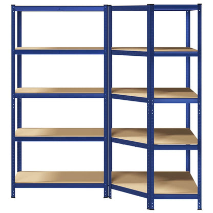 2 Piece 5-Layer Shelves Set Blue Steel&Engineered Wood