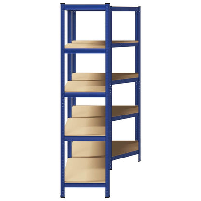 2 Piece 5-Layer Shelves Set Blue Steel&Engineered Wood
