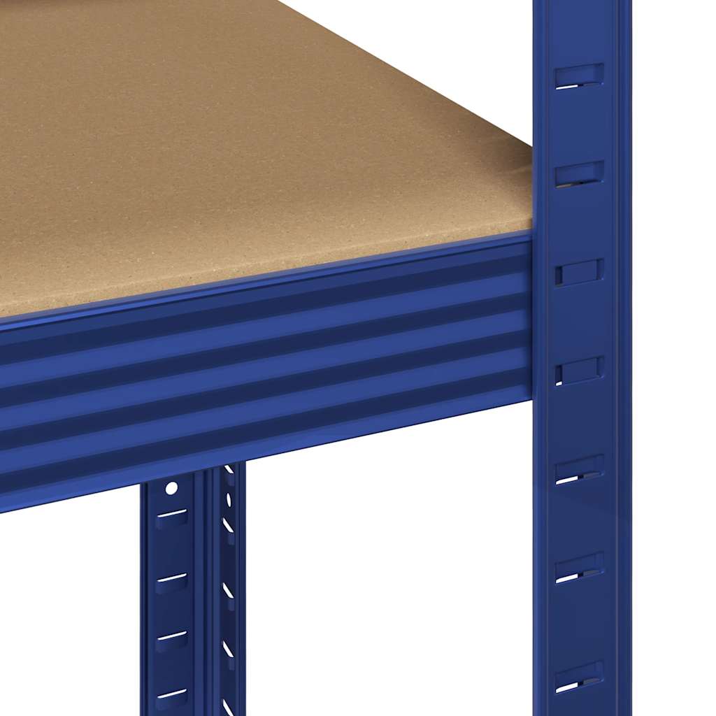 2 Piece 5-Layer Shelves Set Blue Steel&Engineered Wood