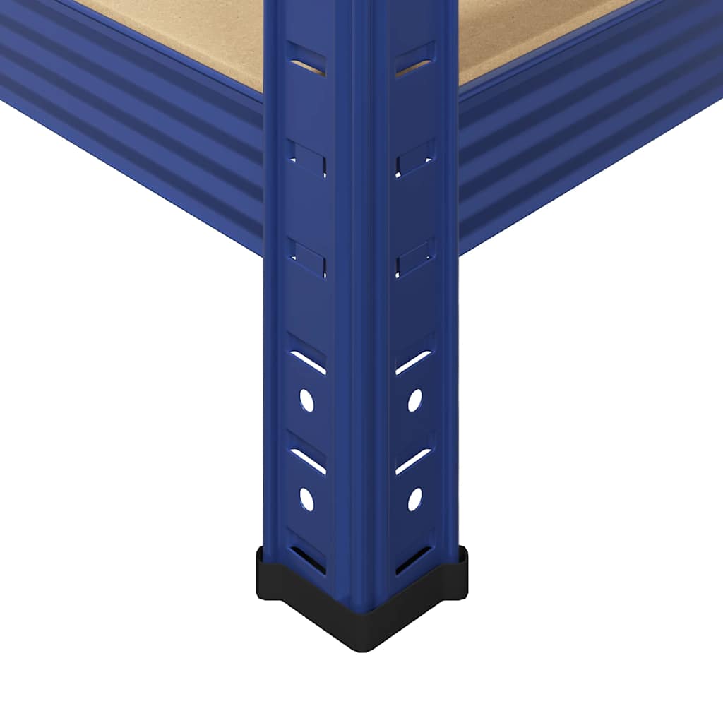 2 Piece 5-Layer Shelves Set Blue Steel&Engineered Wood