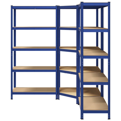 3 Piece 5-Layer Shelves Set Blue Steel&Engineered Wood