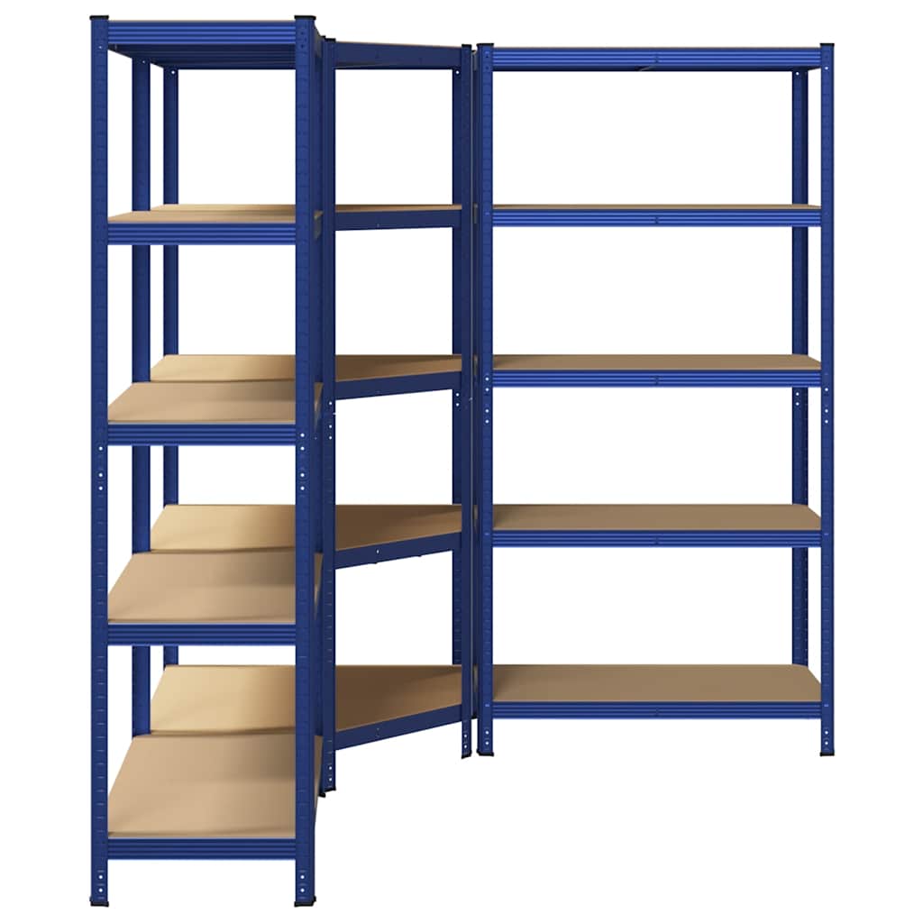 3 Piece 5-Layer Shelves Set Blue Steel&Engineered Wood