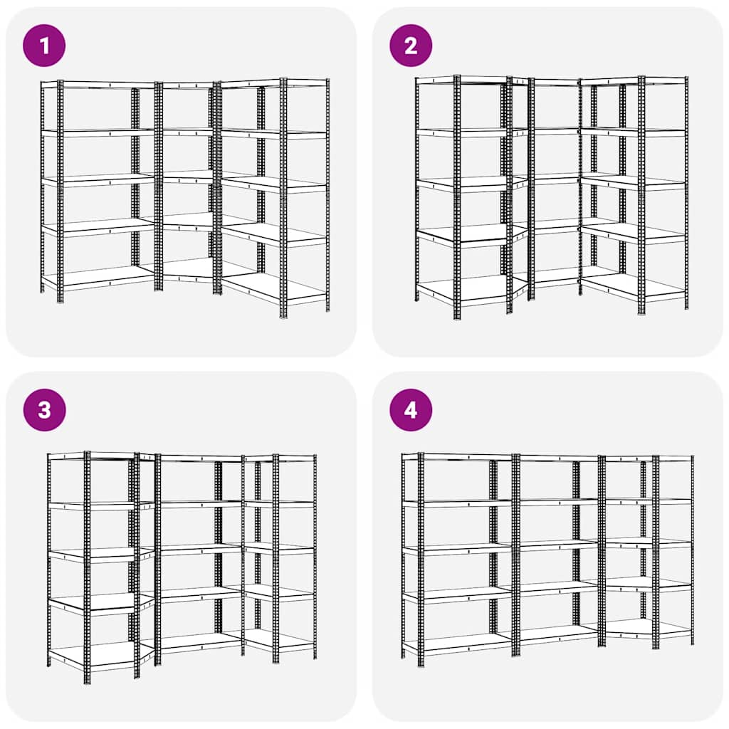 3 Piece 5-Layer Shelves Set Blue Steel&Engineered Wood