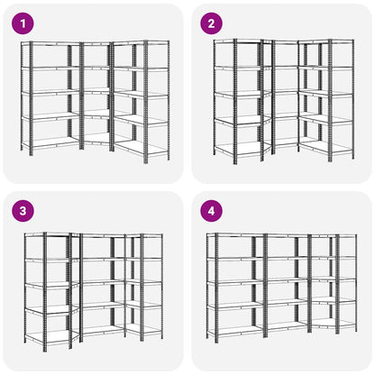 3 Piece 5-Layer Shelves Set Blue Steel&Engineered Wood