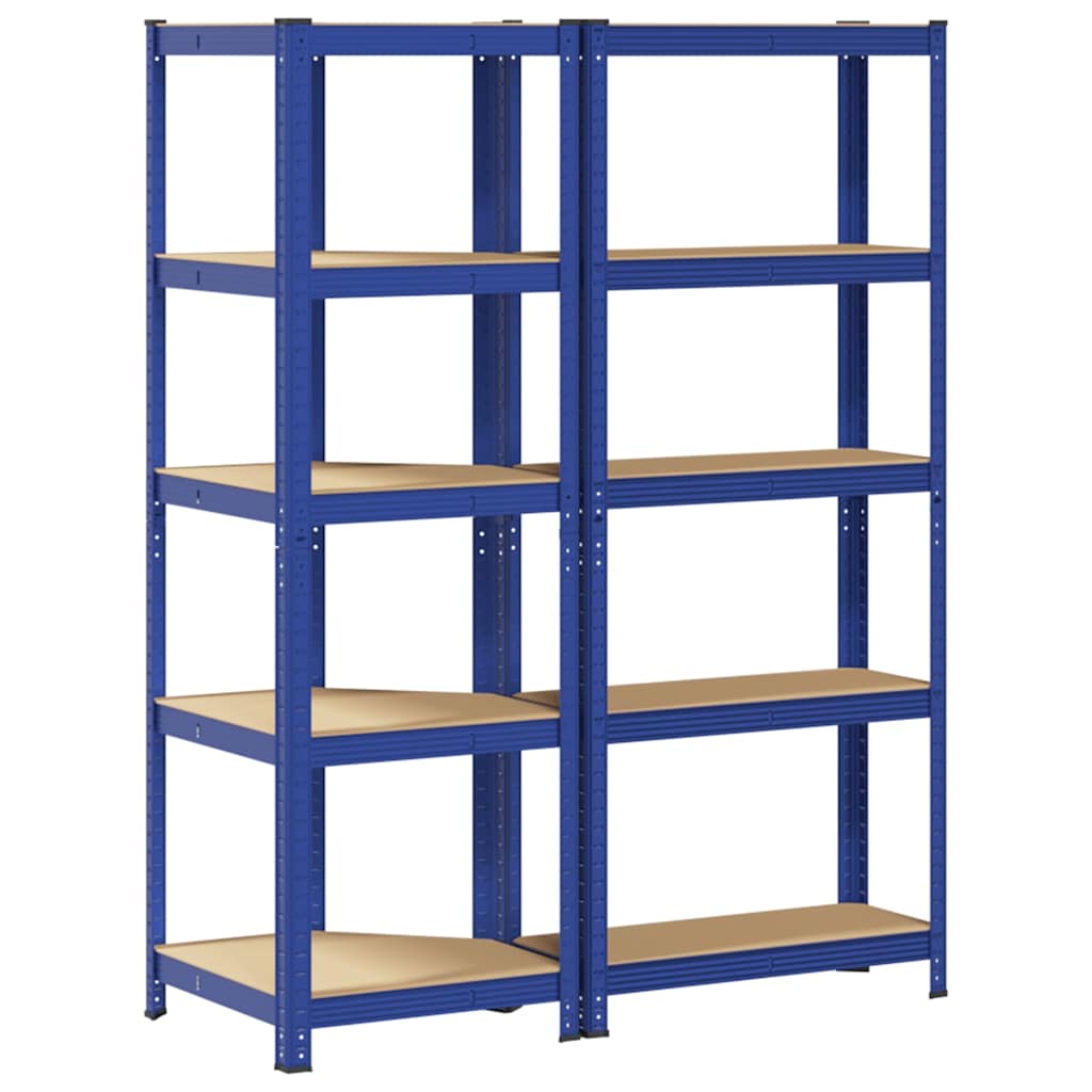 2 Piece 5-Layer Shelves Set Blue Steel&Engineered Wood