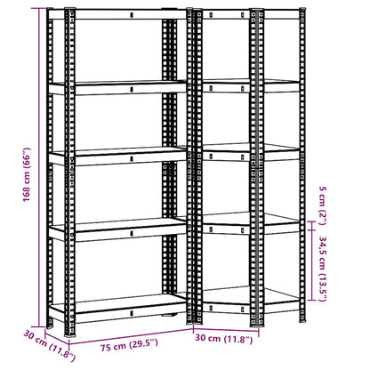 2 Piece 5-Layer Shelves Set Blue Steel&Engineered Wood