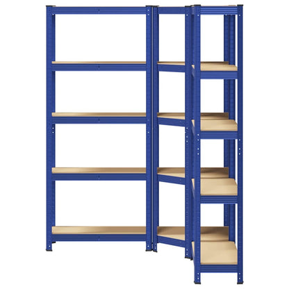 3 Piece 5-Layer Shelves Set Blue Steel&Engineered Wood