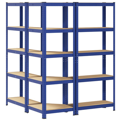 3 Piece 5-Layer Shelves Set Blue Steel&Engineered Wood