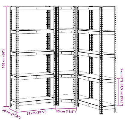 3 Piece 5-Layer Shelves Set Blue Steel&Engineered Wood