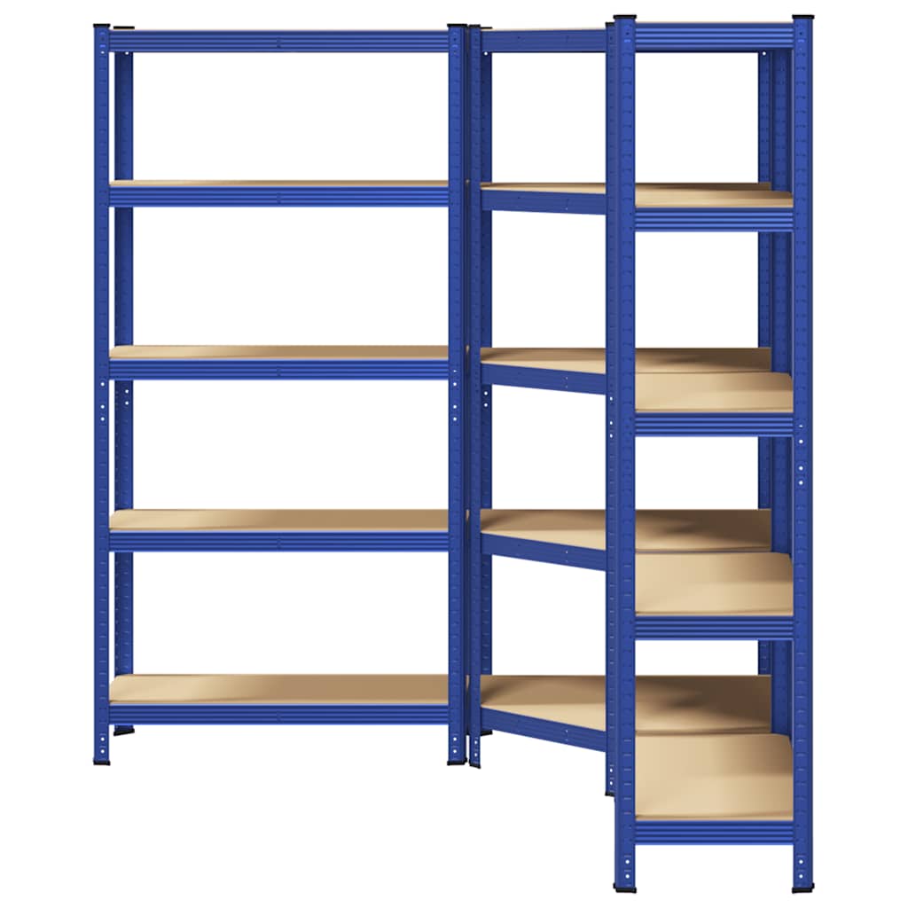 3 Piece 5-Layer Shelves Set Blue Steel&Engineered Wood