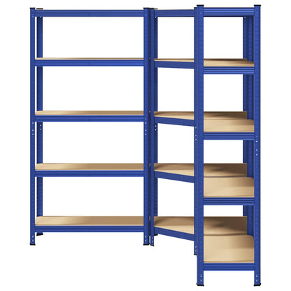 3 Piece 5-Layer Shelves Set Blue Steel&Engineered Wood