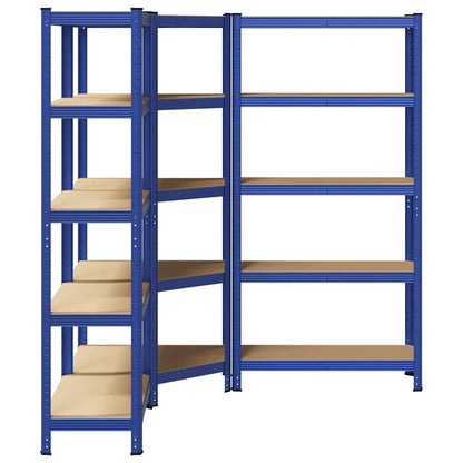 3 Piece 5-Layer Shelves Set Blue Steel&Engineered Wood