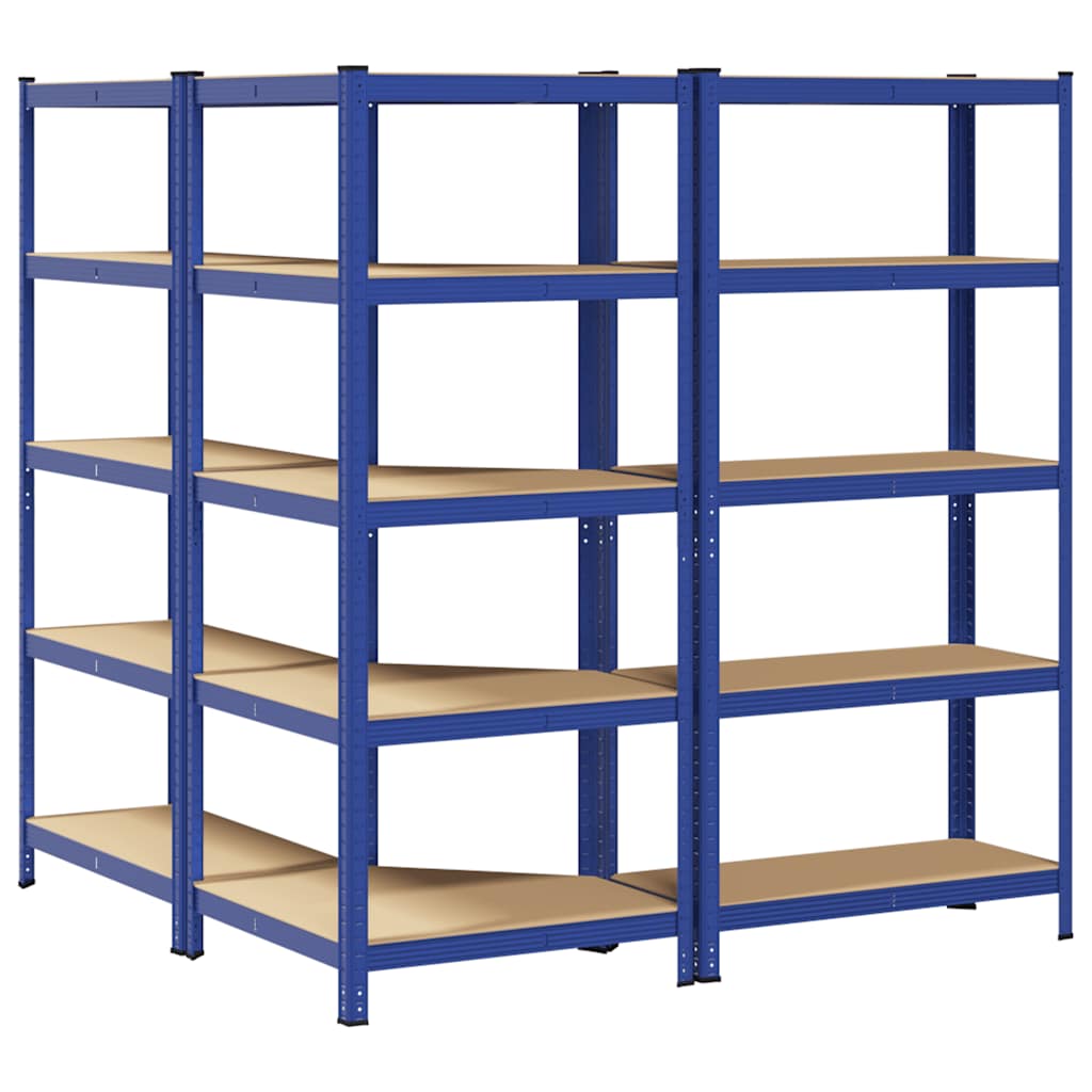 3 Piece 5-Layer Shelves Set Blue Steel&Engineered Wood