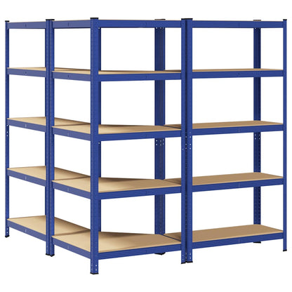 3 Piece 5-Layer Shelves Set Blue Steel&Engineered Wood