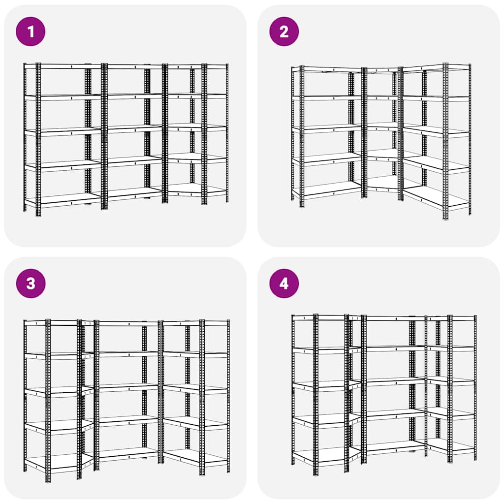3 Piece 5-Layer Shelves Set Blue Steel&Engineered Wood