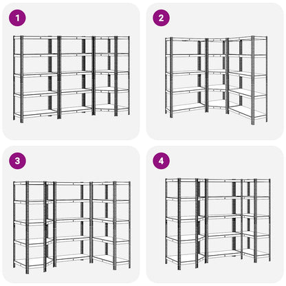 3 Piece 5-Layer Shelves Set Blue Steel&Engineered Wood