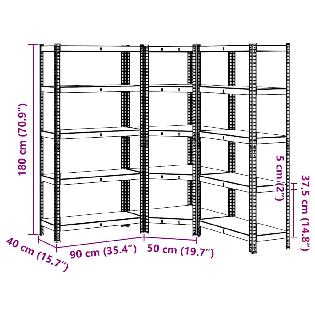 3 Piece 5-Layer Shelves Set Blue Steel&Engineered Wood