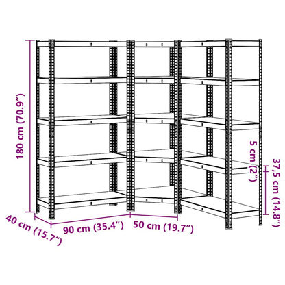 3 Piece 5-Layer Shelves Set Blue Steel&Engineered Wood