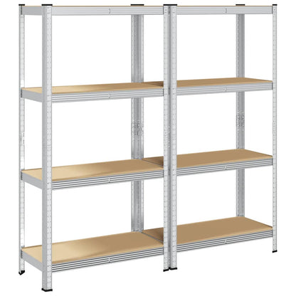 4-Layer Storage Shelves 2 pcs Silver Steel&Engineered Wood