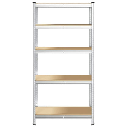 5-Layer Heavy-duty Shelf Silver Steel&Engineered Wood