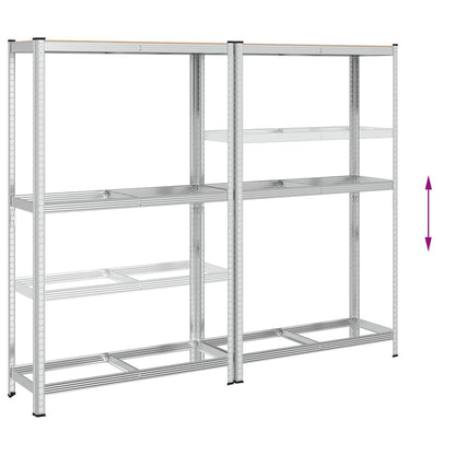 2-Layer Tyre Shelves 2 pcs Silver 110x40x180 cm Steel&Engineered Wood