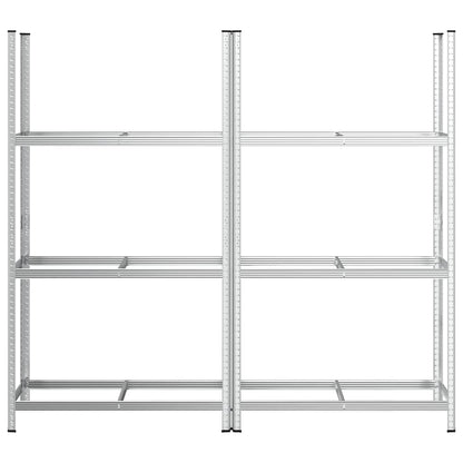 3-Layer Tyre Shelves 2 pcs Silver 110x40x200 cm Steel
