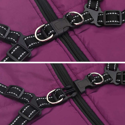 Dog Coat with Harness Waterproof Reflective Purple 4XL