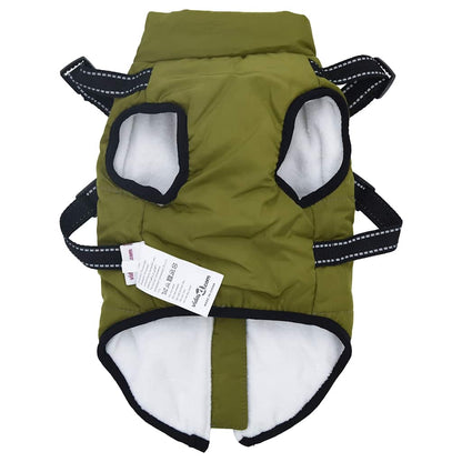 Dog Coat with Harness Waterproof Reflective Army Green XL