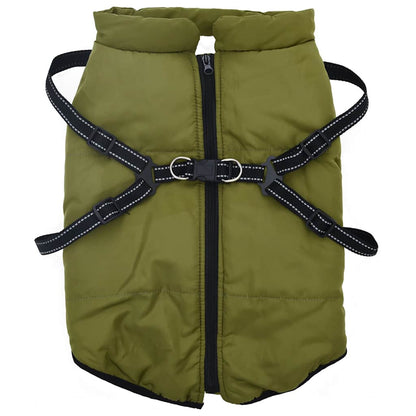 Dog Coat with Harness Waterproof Reflective Army Green 3XL