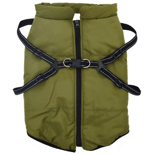 Dog Coat with Harness Waterproof Reflective Army Green 3XL