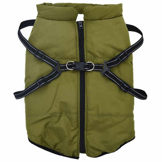 Dog Coat with Harness Waterproof Reflective Army Green 6XL