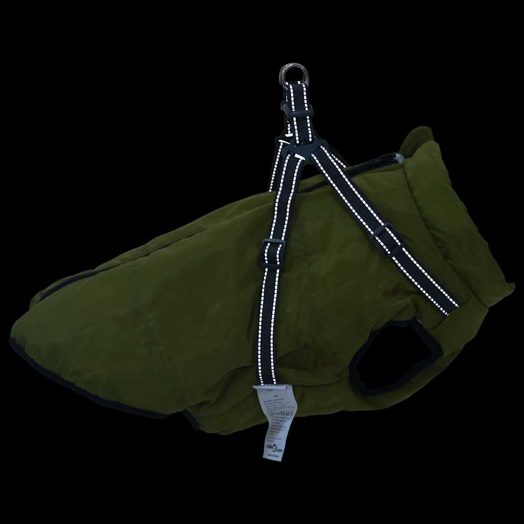 Dog Coat with Harness Waterproof Reflective Army Green 6XL
