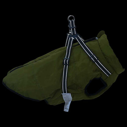 Dog Coat with Harness Waterproof Reflective Army Green 6XL