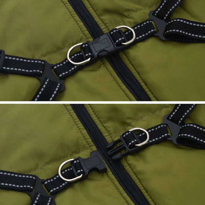 Dog Coat with Harness Waterproof Reflective Army Green 6XL