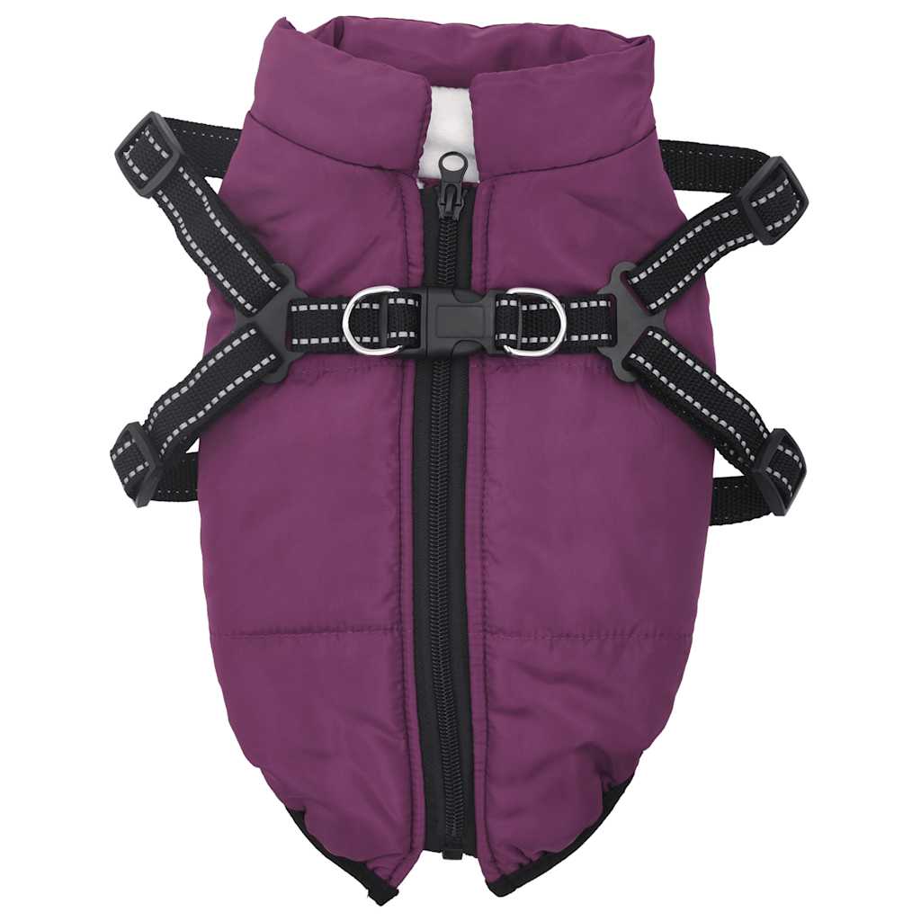 Dog Coat with Harness Waterproof Reflective Purple XL