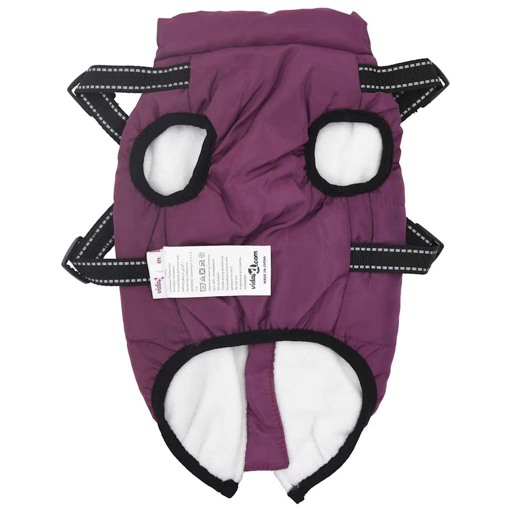 Dog Coat with Harness Waterproof Reflective Purple XL