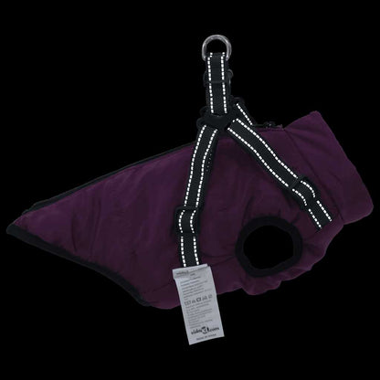 Dog Coat with Harness Waterproof Reflective Purple XL