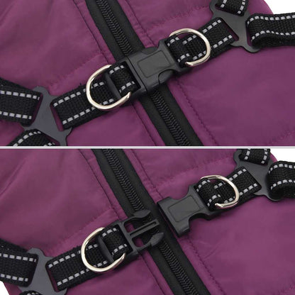 Dog Coat with Harness Waterproof Reflective Purple 2XL