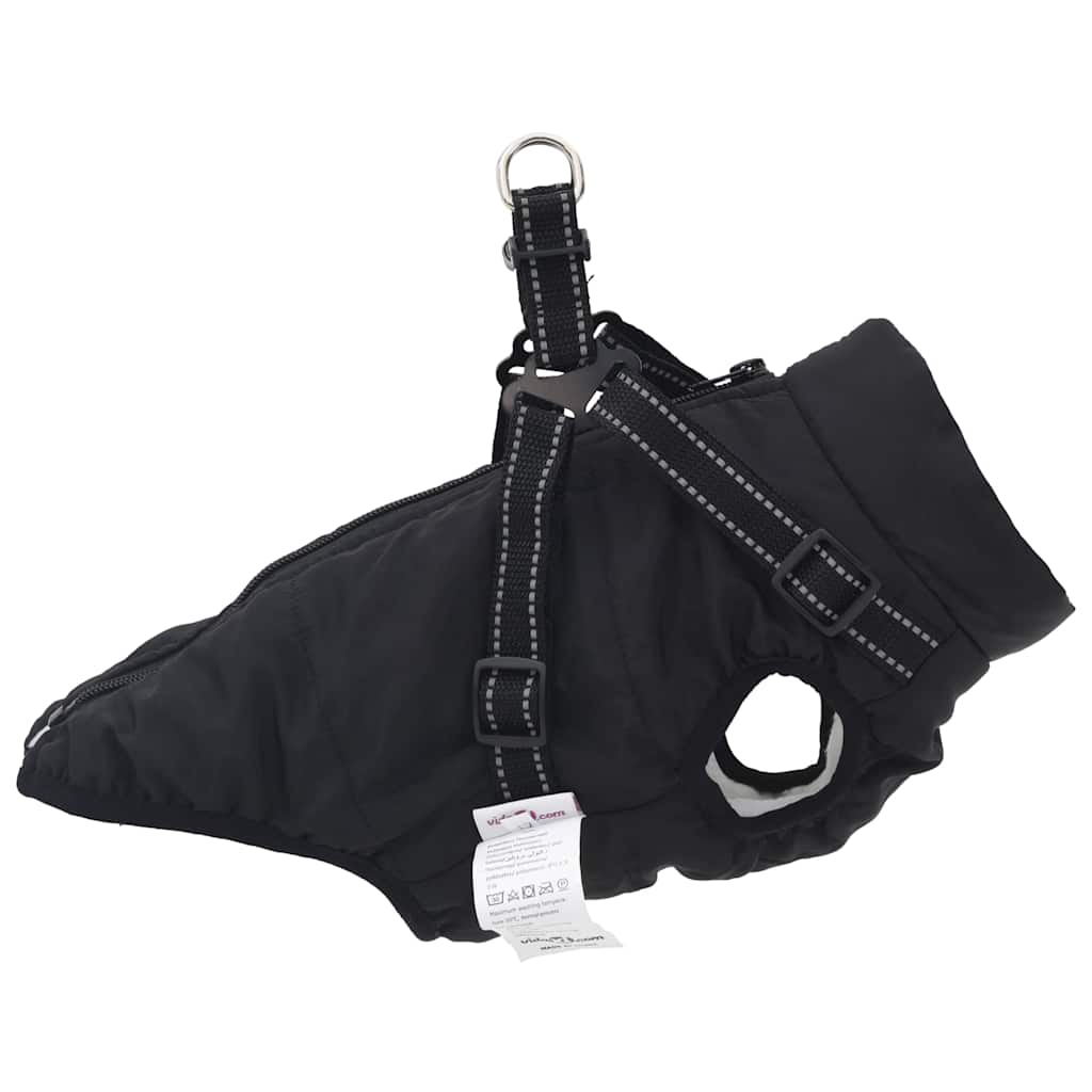 Dog Coat with Harness Waterproof Reflective Black S