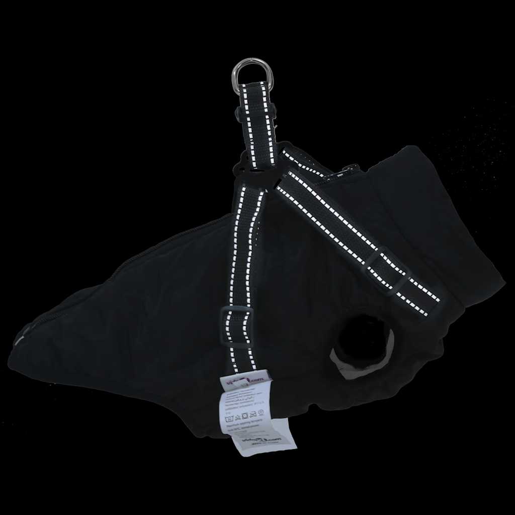 Dog Coat with Harness Waterproof Reflective Black S