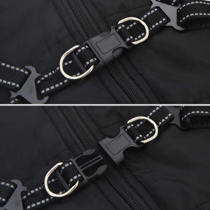 Dog Coat with Harness Waterproof Reflective Black S