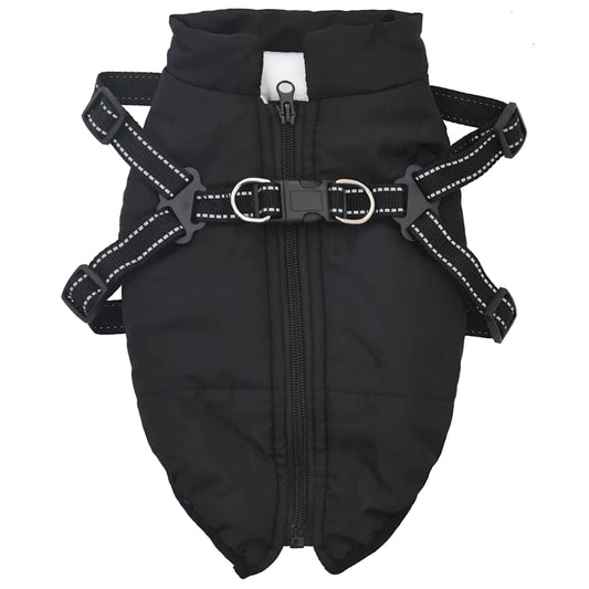 Dog Coat with Harness Waterproof Reflective Black M