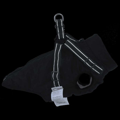 Dog Coat with Harness Waterproof Reflective Black M