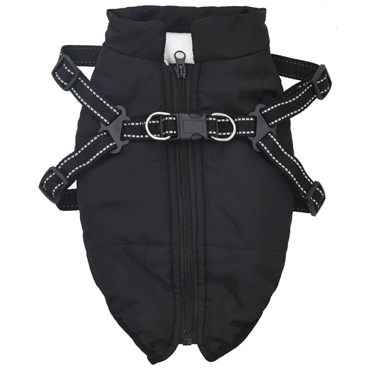 Dog Coat with Harness Waterproof Reflective Black L