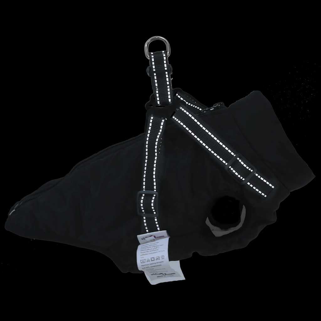 Dog Coat with Harness Waterproof Reflective Black L