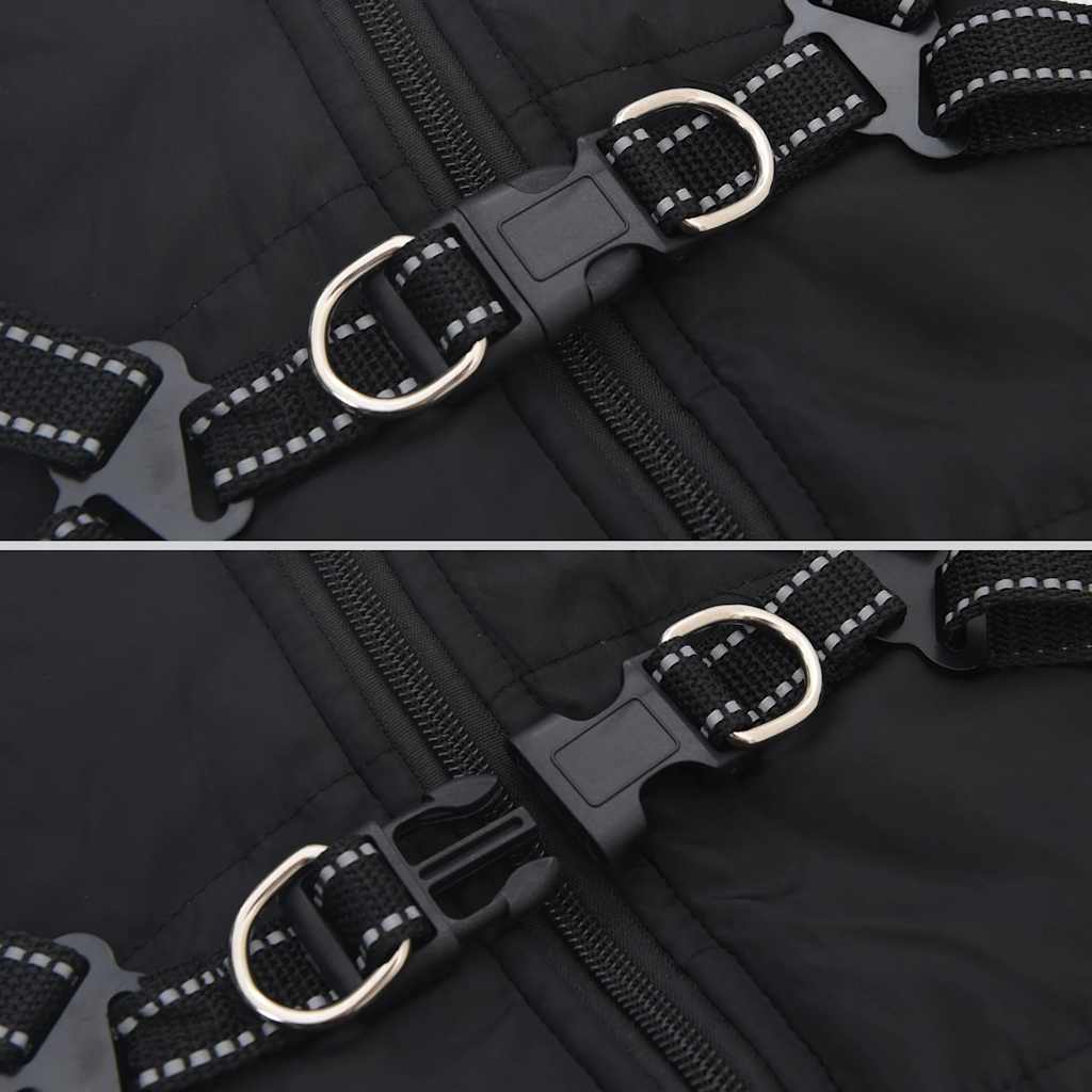 Dog Coat with Harness Waterproof Reflective Black L