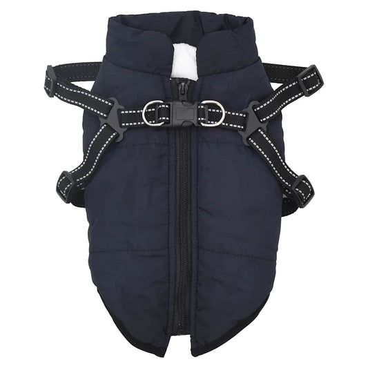 Dog Coat with Harness Waterproof Reflective Navy Blue S