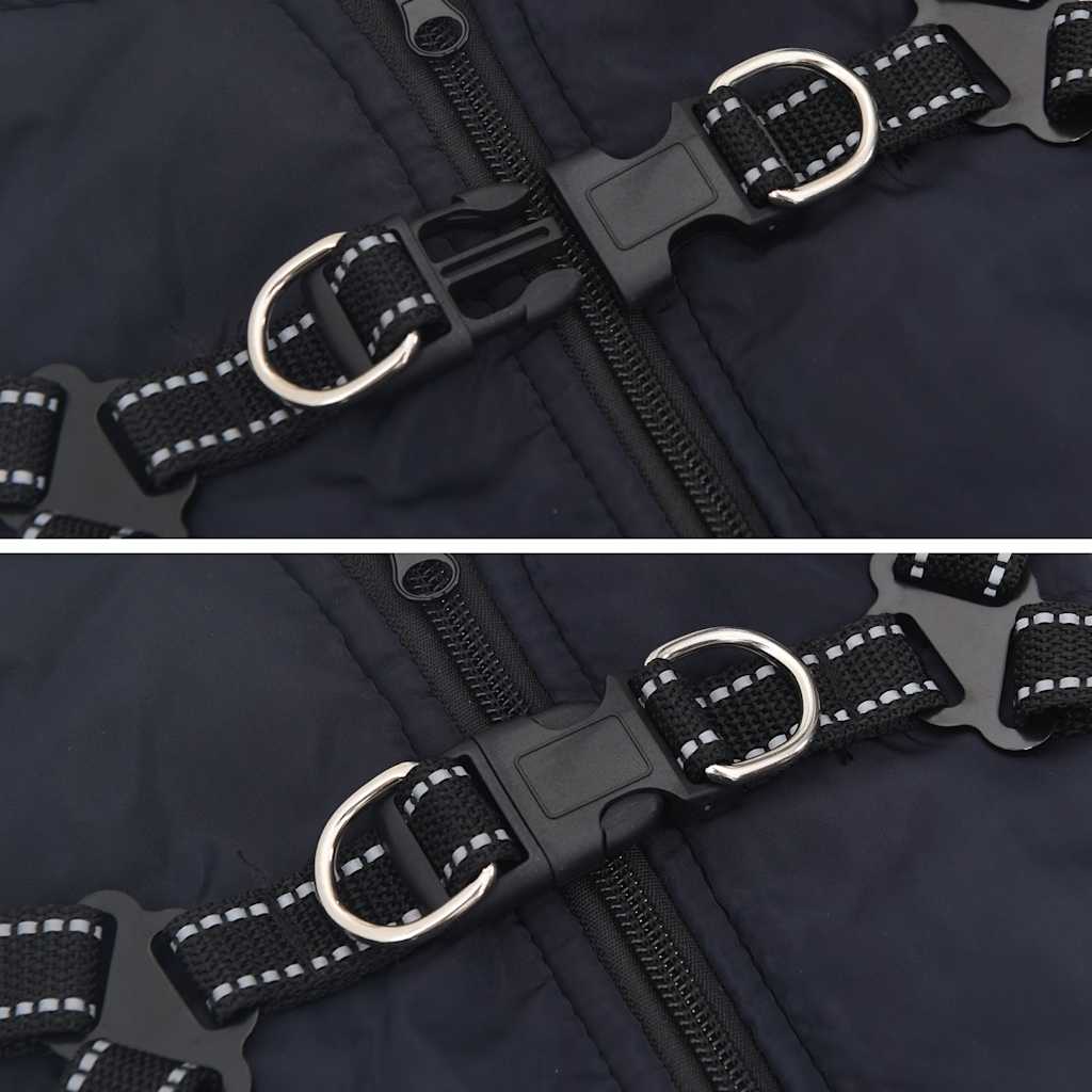 Dog Coat with Harness Waterproof Reflective Navy Blue S